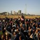 Miners on strike chant slogans as they march in Nkaneng township outside the Lonmin mine in Rustenburg May 14, 2014.   REUTERS/Siphiwe Sibeko