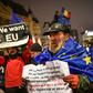 Hundreds demonstrated against the Romanian government outside the concert hall where the ceremony was held