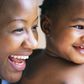 Smiling mother and child