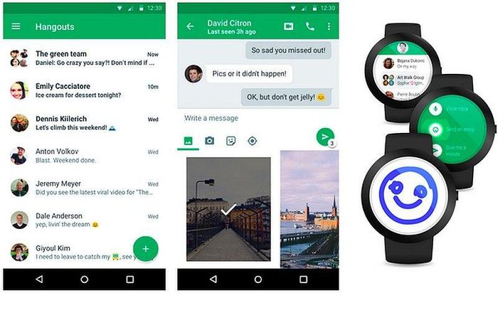 Screenshots of the new Hangouts 4.0 update