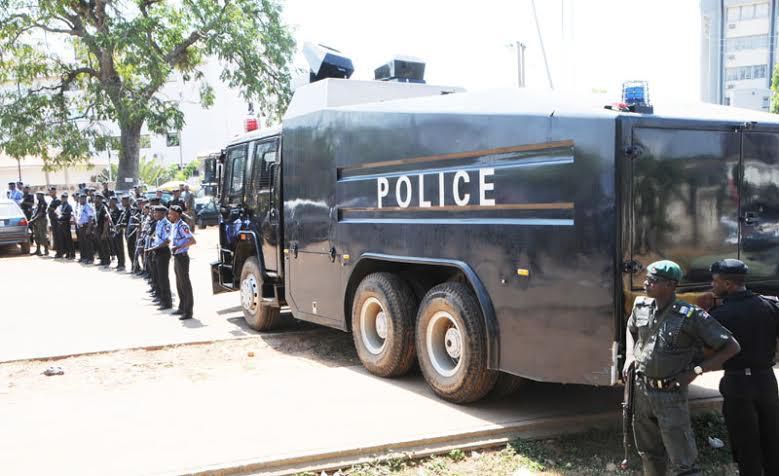 A Nigerian Police Force armored tank