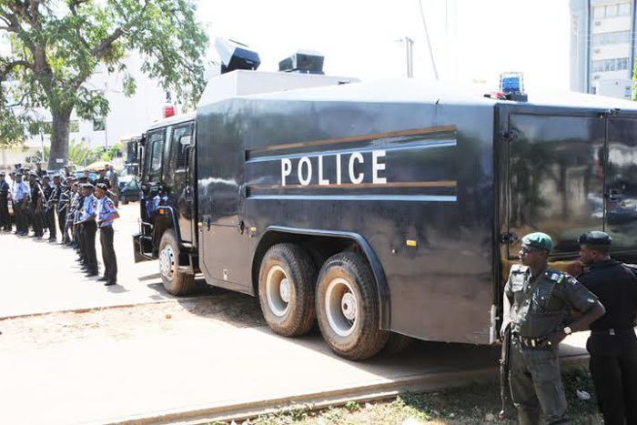 A Nigerian Police Force armored tank