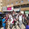 Sudanese protesters chant slogans during an anti-government demonstration in the capital Khartoum on Sunday