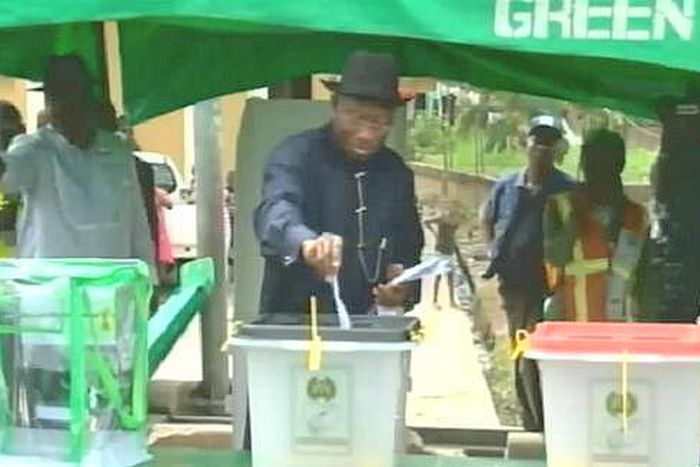 President Goodluck Jonathan votes as Nigeria Decides