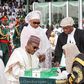 Muhammadu Buhari taking his oath of office on Friday, May 29, in company of his wife and legal luminaries.