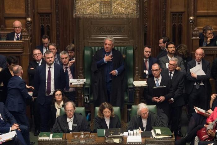 A handout photograph released by the UK Parliament shows Speaker of the House of Commons John Bercow (C), who has a history of seeking to increase MPs' powers to scrutinise the government.