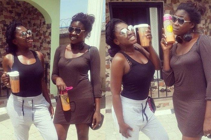 Yvonne Jegede and Kiera Hewatch on set