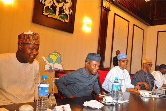 President Muhammadu Buhari meets with All Progressives Congress (APC) members of the House of Representatives on Monday, July 27, 2015.