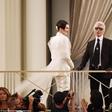 Karl Lagerfeld and Kendal Jenner at the Chanel Fall/Winter 2015/2016 presentation