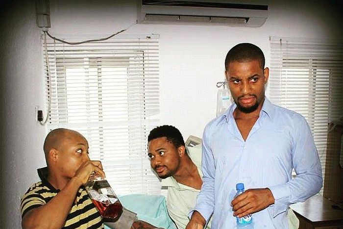 IK Ogbonna, Mike Godson, Alexx Ekubo on set of 'Death Toll'.