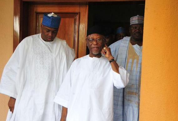 APC Chairman, John Oyegun meets with Senate President, Bukola Saraki and Senator Ahmed Lawan