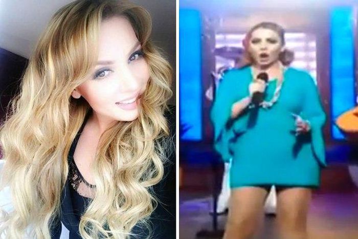 Patricia Nivada suffers sanitary malfunction on live TV