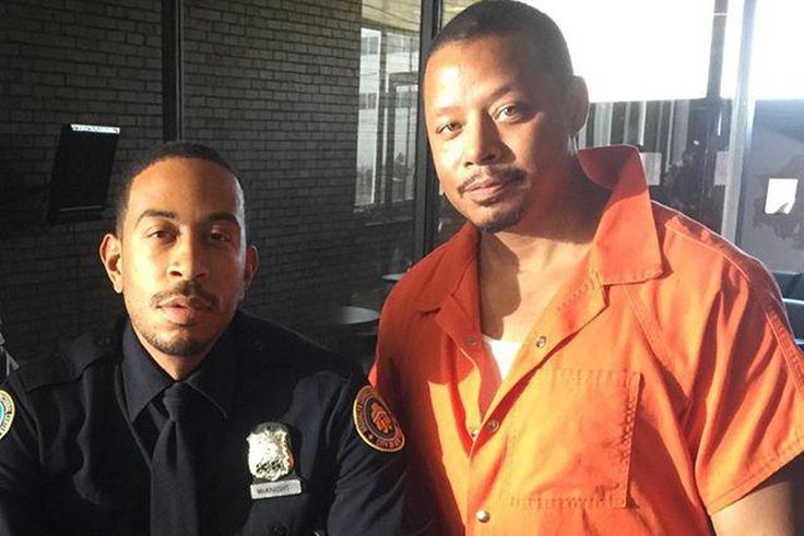 Ludacris alongside Terrence Howard on set of 'Empire' season 2.