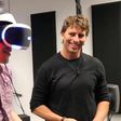 TechCrunch's Kyle Russell reviewing PlayStation's VR headset with PlayStation director Richard Marks.