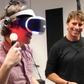 TechCrunch's Kyle Russell reviewing PlayStation's VR headset with PlayStation director Richard Marks.