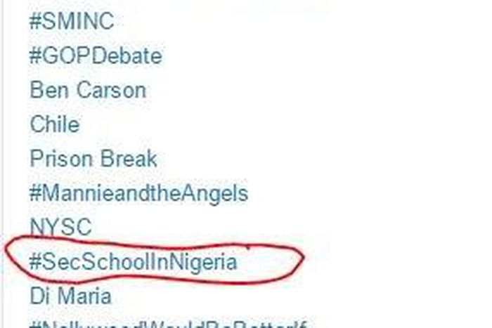 Screenshot of the #SecSchoolInNigeria trend