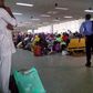 Passengers stranded at the airport on Thursday.