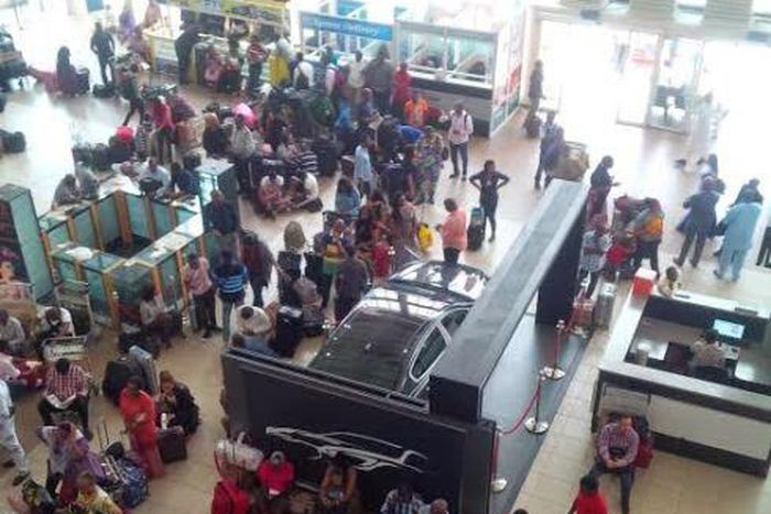 Stranded passengers at the Lagos airport