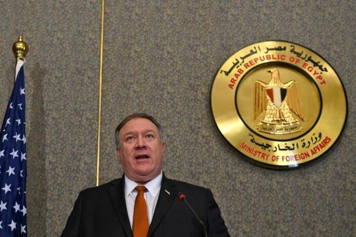 US Secretary of State Mike Pompeo holds a joint press conference with his Egyptian counterpart following their meeting at the ministry of foreign affairs in Cairo