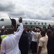 Goodluck Jonathan and wife, Patience arrive in Port Harcourt on May 29, 2015.