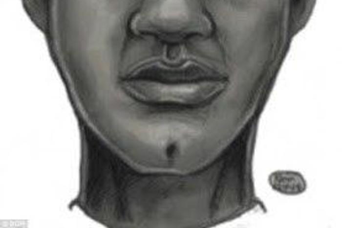 Facial sketch of the violent beggar