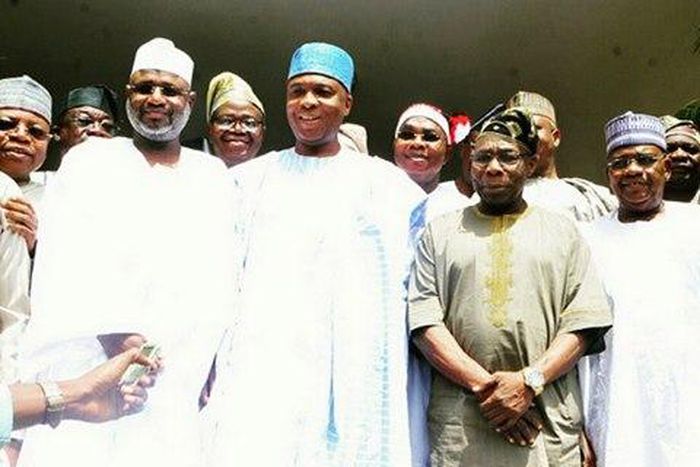 Senate President, Bukola Saraki visits former President, Olusegun Obasanjo in Abeokuta, Ogun State on June 19, 2015.