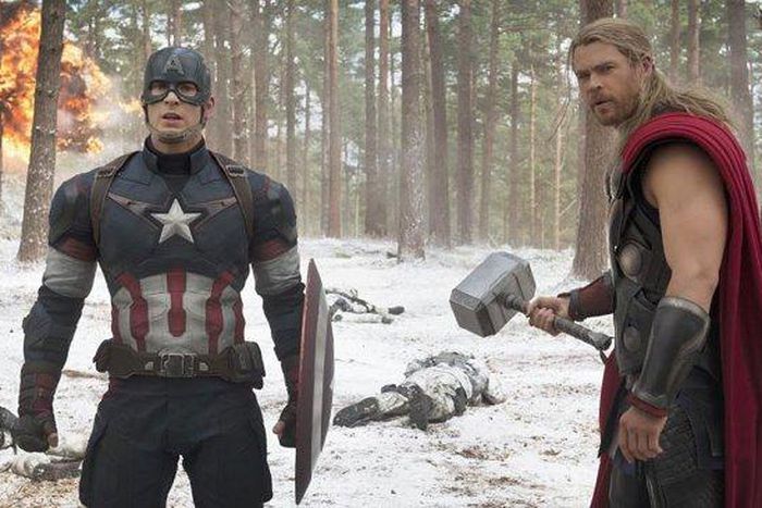 Chris Evans and Thor in 'Avengers'