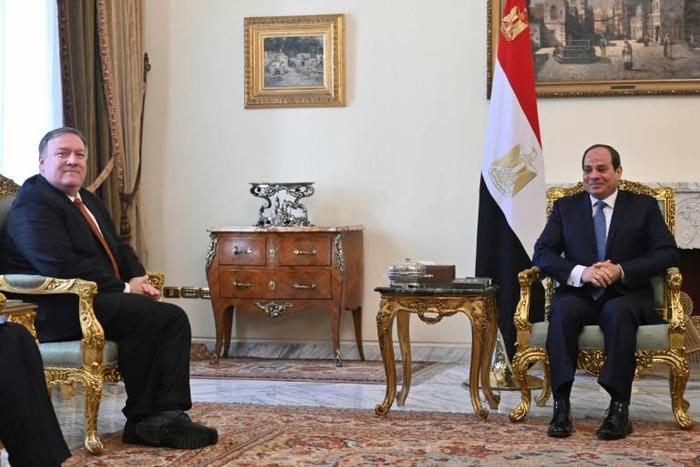US Secretary of State Mike Pompeo meets with Egyptian President Abdel Fattah al-Sisi in Cairo on January 10, 2019