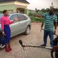 Liz DaSilva and Muyiwa Ademola on the set of Alayo