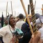 Striking miners chant slogans as they gather at the AngloGold Ashanti mine in Carletonville, northwest of Johannesburg October 24, 2012.  
REUTERS/Siphiwe Sibeko