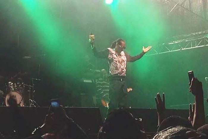 Snoop Dogg performing to a large crowd in Sweden