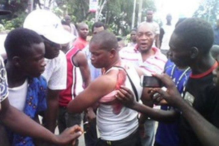 One of the victims of the shooting surrounded sympathisers.