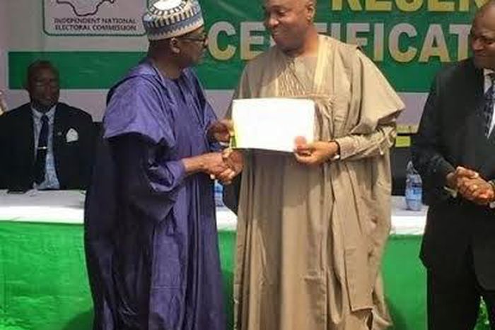 Senator Bukola Saraki receives certificate of return