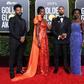 "Black Panther" actors (R-L) Lupita Nyong'o, Michael B. Jordan and Danai Gurira, with director Ryan Coogler at the Golden Globes -- the film is nominated for best drama film