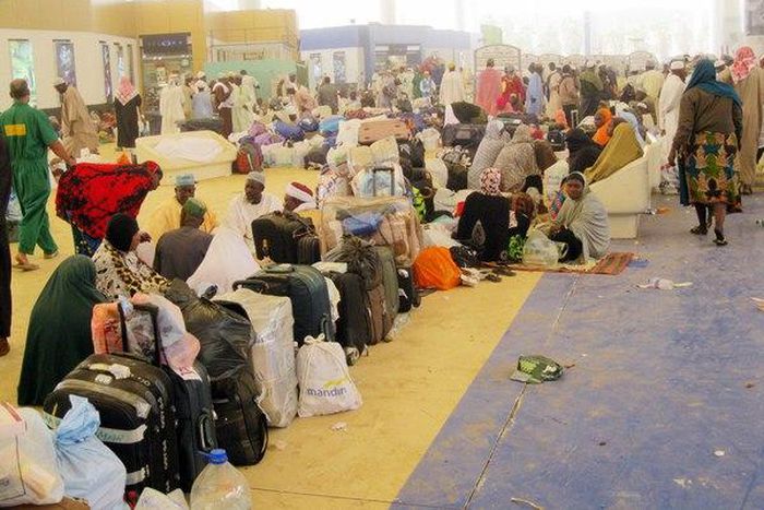 Hajj pilgrims at the airport