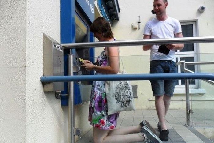 Kneeling to get your cash