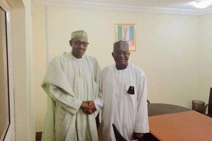 Senate President, David Mark visits President-elect, Muhammadu Buhari