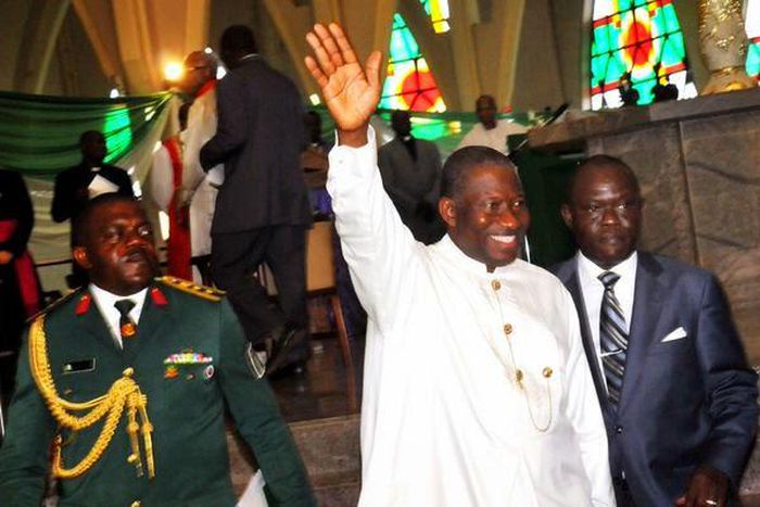 President Goodluck Jonathan, Vice President-elect, Yemi Osinbajo and their wives attend Inauguration service in Abuja on May 24, 2015.