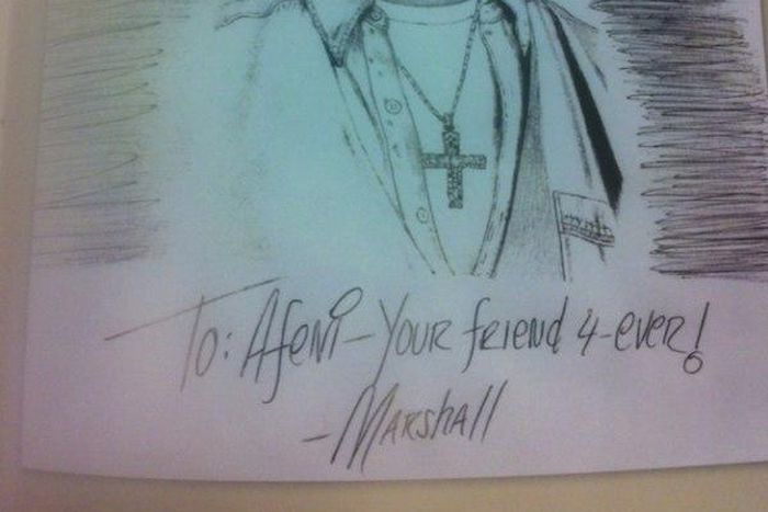 A hand drawn image of Tupac Shakur by Eminem