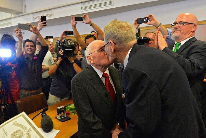 Jack Evans and George Harris sharing their first kiss