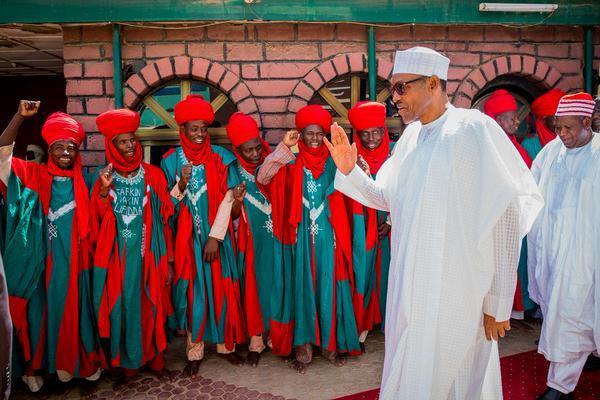 President Muhammadu Buhari visits Emir of Daura on June 19, 2015.