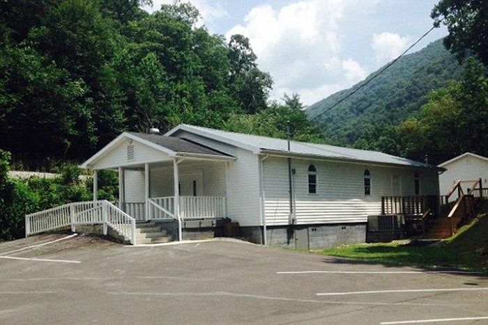 John David Brock, 60, of Stoney Fork, was handling the snake during a Sunday service at the Mossy Simpson Pentecostal church in Jenson, Kentucky (pictured), when it bit him