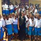 Uche Ogbodo visits students of a school in Enugu.
