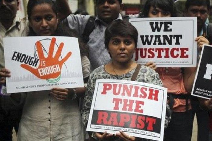 The Indian police are on a manhunt for a man who gang-raped his wife.