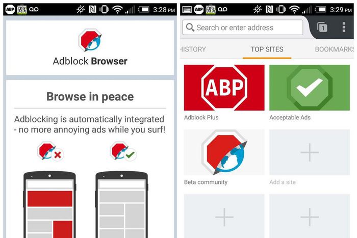 Screenshot of the AdBlock browser