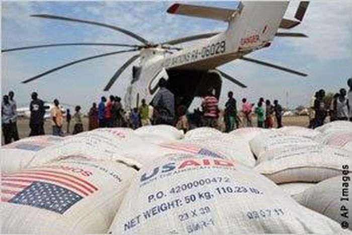 Helicopters deliver aid to thousands fleeing violence
