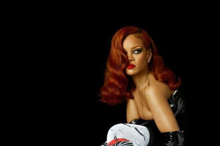 Rihanna wears an over-the-knee sock from her "Murder Rih Wrote" collection for Stance