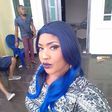 Nollywood actress, Angela Okorie, rocking blue hair