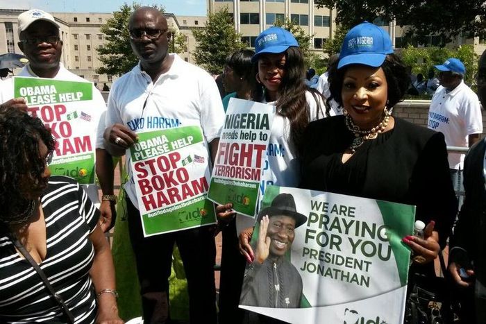 Nigerians in diaspora staging a protest in Washington DC.