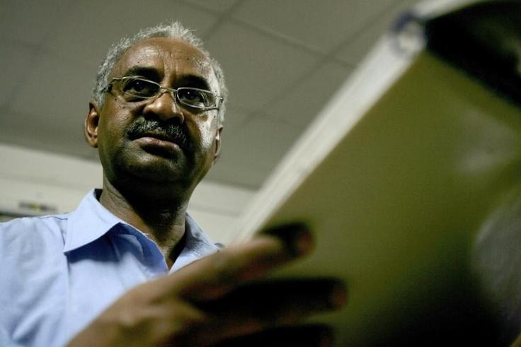 Sudanese journalist Faisal Mohammed Salih, pictured in Khartoum on May 29, 2012, was detained for expressing his support for anti-government protests